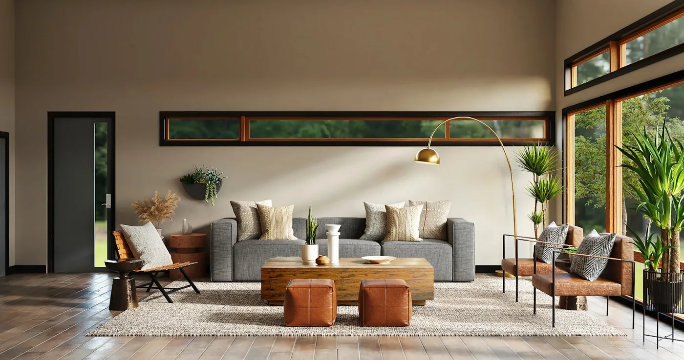 A coherent bright interior in a completed home