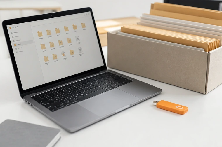 One organised folder containing working materials
